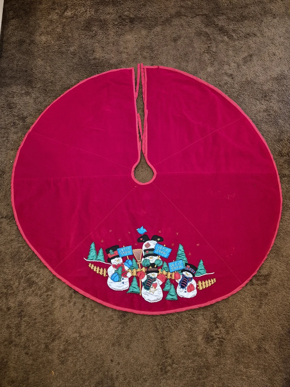 Festive Red Fabric Christmas Tree Skirt